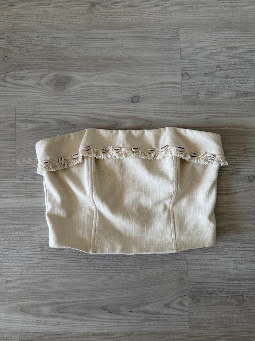 LFT Cream Tube Top with Fringe Pukka Trim
